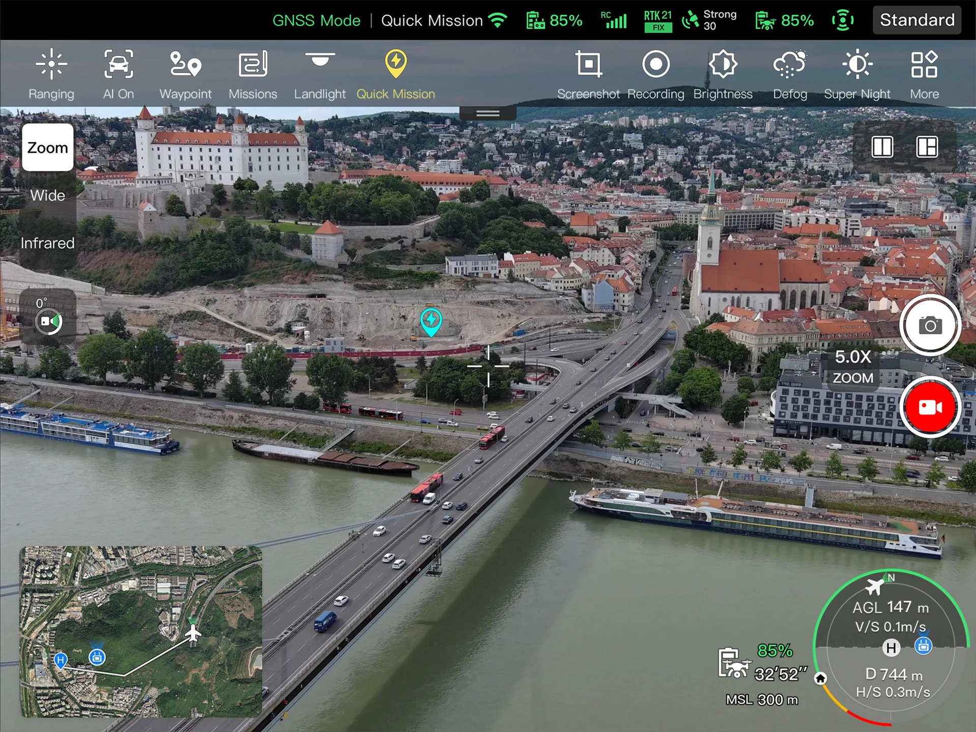 App-Ansicht: Schnellmission