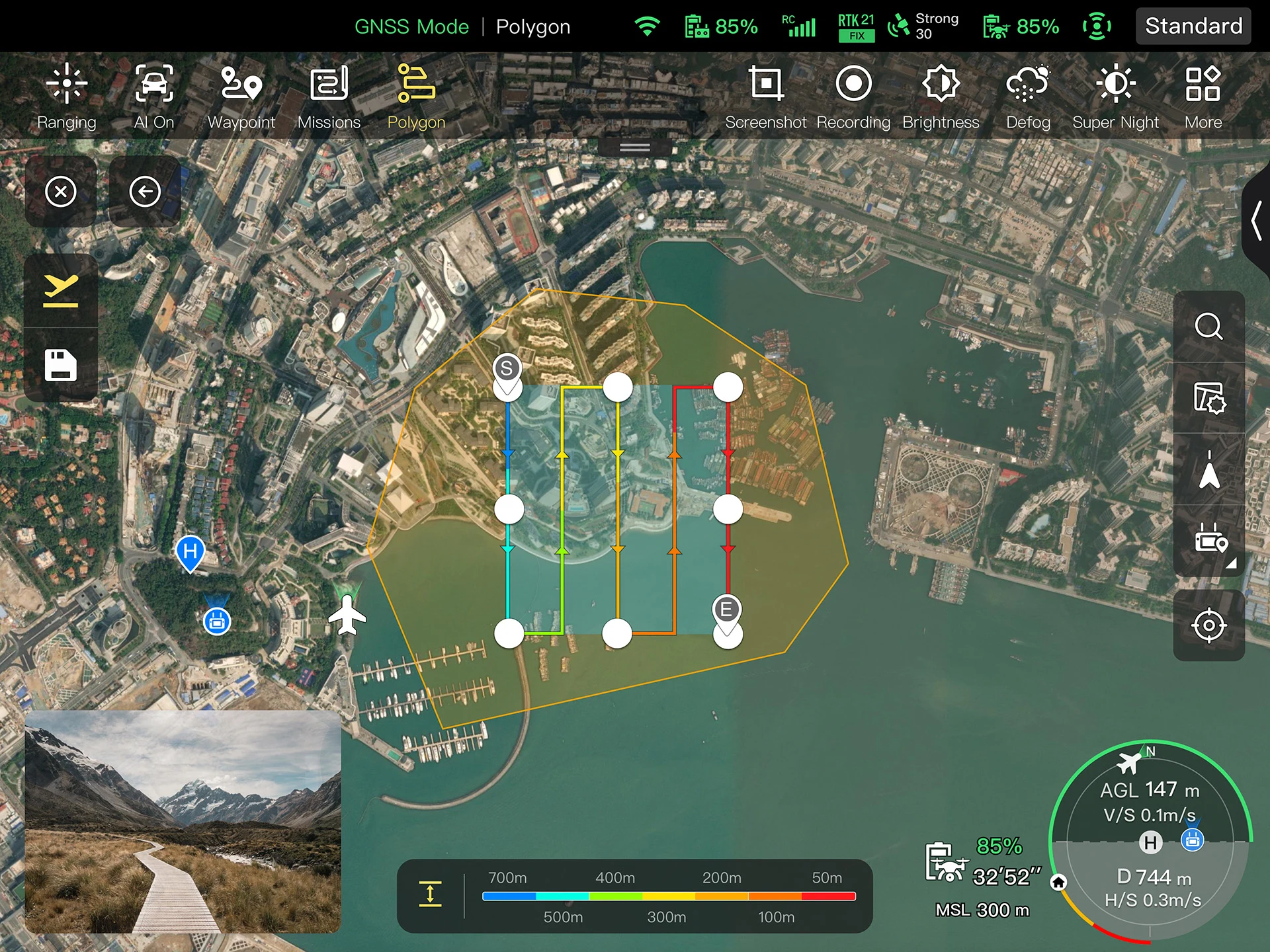 App-Ansicht: Polygonmission