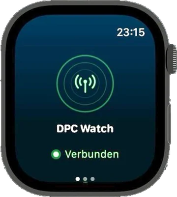 DPC Watch auf einer Apple Watch mit dem Status Verbunden